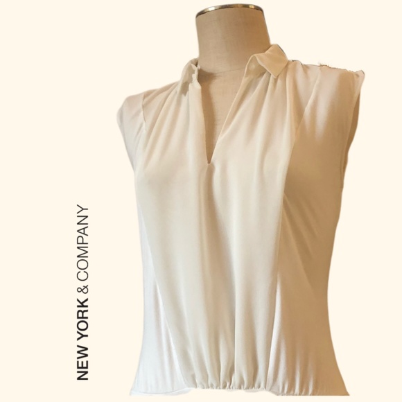 New York & Company Tops - NY&C Eva Mendes Cream Sleeveless Bodysuit S